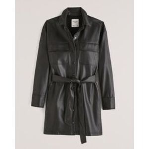 Vegan Leather Shirt Dress